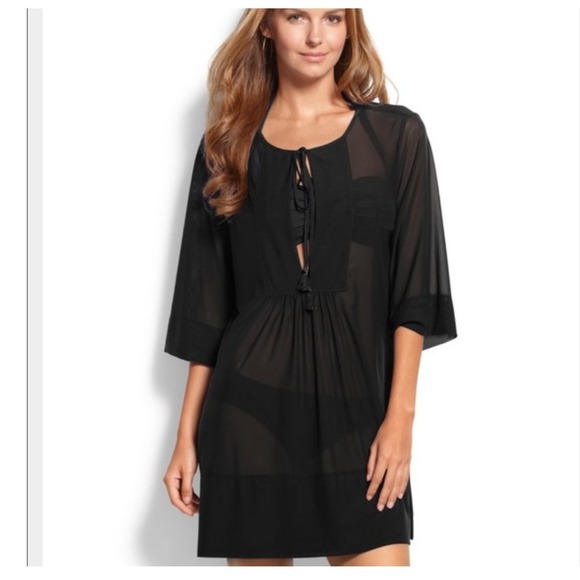 Tommy Bahama Black Sheer Swimsuit Coverup, Small - Picture 1 of 8